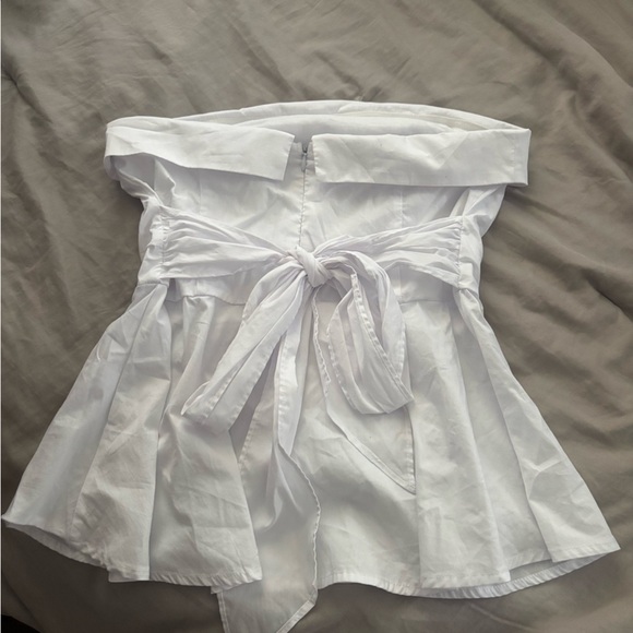 White Strapless Baby Doll A-line Tank Top - Picture 2 of 3